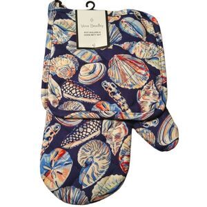 NWT Vera Bradley Morning Shells Beach Oven Mitt and Pot Holder Set